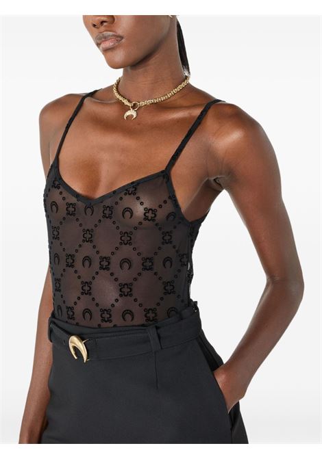 moonogram mesh flock straps top woman black MARINE SERRE | WTO514ACJER0005BK99